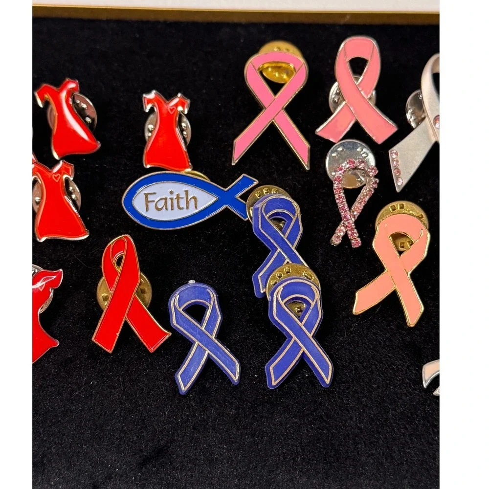 Awareness Ribbon & Red Dress Pin Lot – Breast‎ Cancer, Heart Health, Prostate